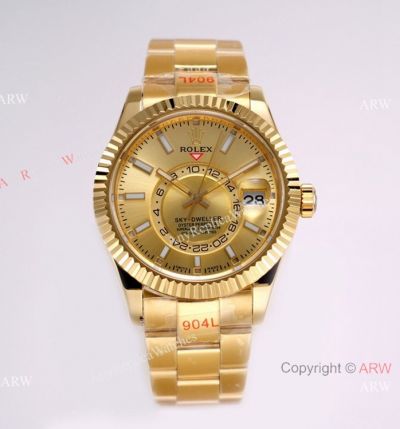 Super Clone AI Factory Rolex Sky Dweller 42mm 326938 Champagne Watch
